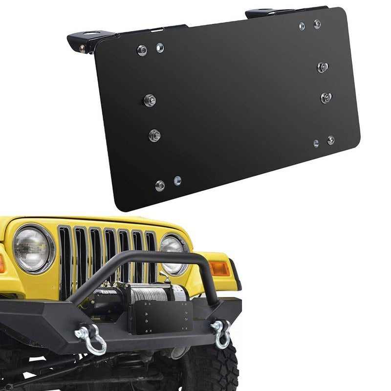 NORTHYUN Flip Up License Plate Mount Winch Roller Fairlead Mounting Bracket 8 3/4 Inch Holder Black Stainless Steel - Image 1